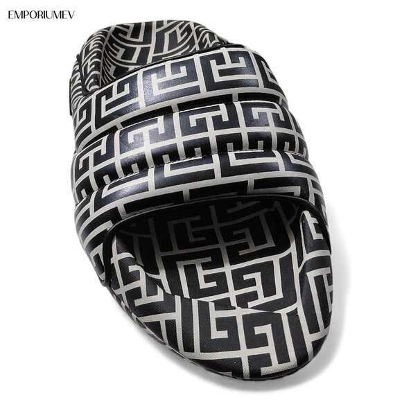 Balmain B IT Original Leather Quilted Monogram Men Slides -Size US 11- main image 6